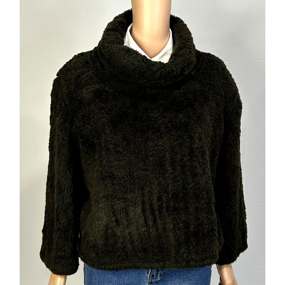 bebe‎ Moda Women 1 Brown Cowl Cropped Pullover Kimono Sleeve Cozy Classy